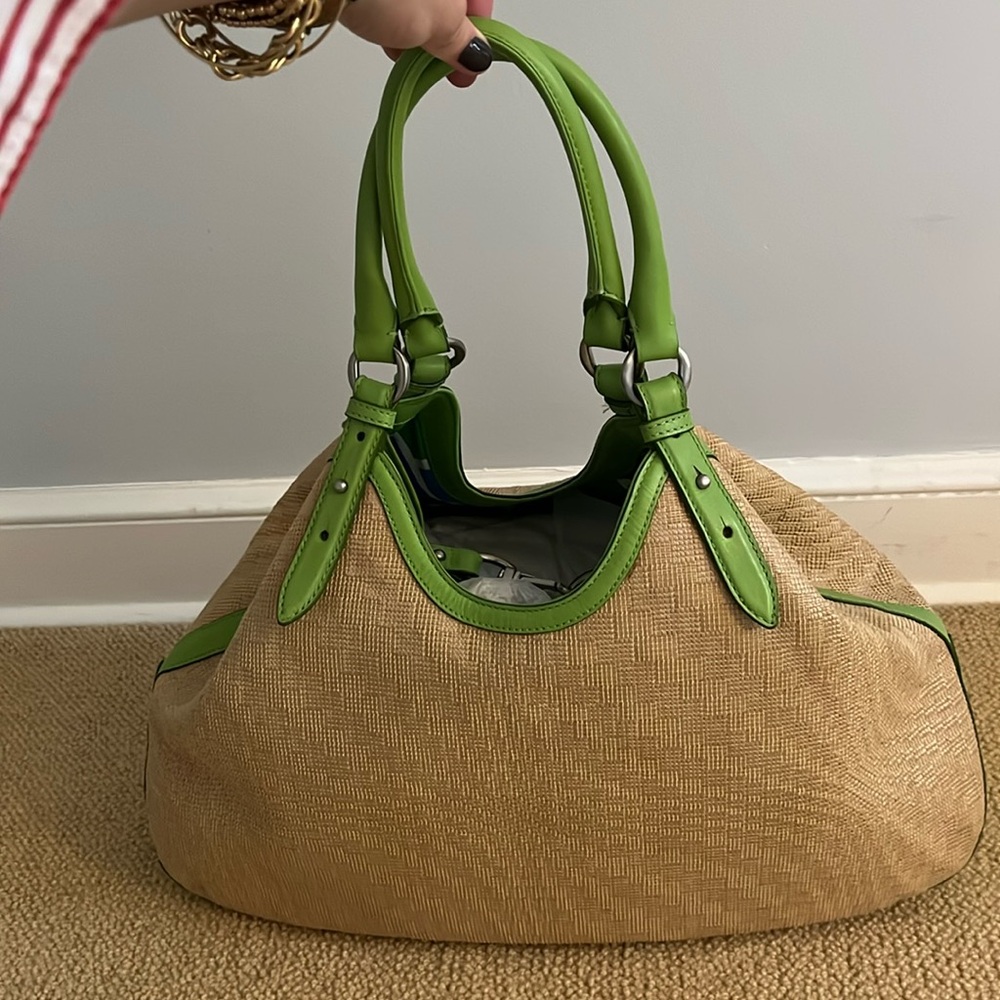 Cole Haan Straw and Leather Purse
